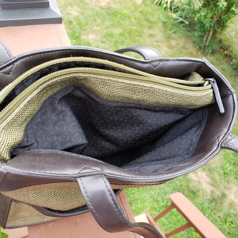 VINTAGE Bag LIZ CLAIBORNE Olive Green Roomy Vegan - Picture 11 of 13
